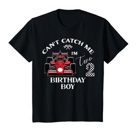 Kids 2nd Birthday Race Car Bday Boy Cant Catch Me Im 2 Years Boys T-Shirt