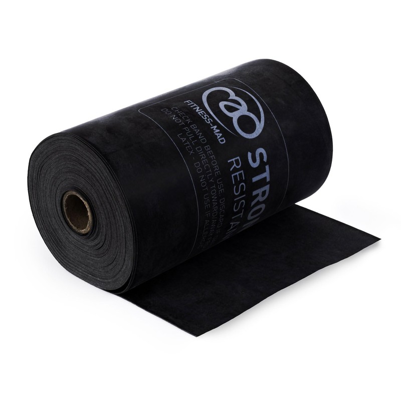 Fitness Mad Unisex's Resistance Band Roll Roll-15m x 15cm, Black,