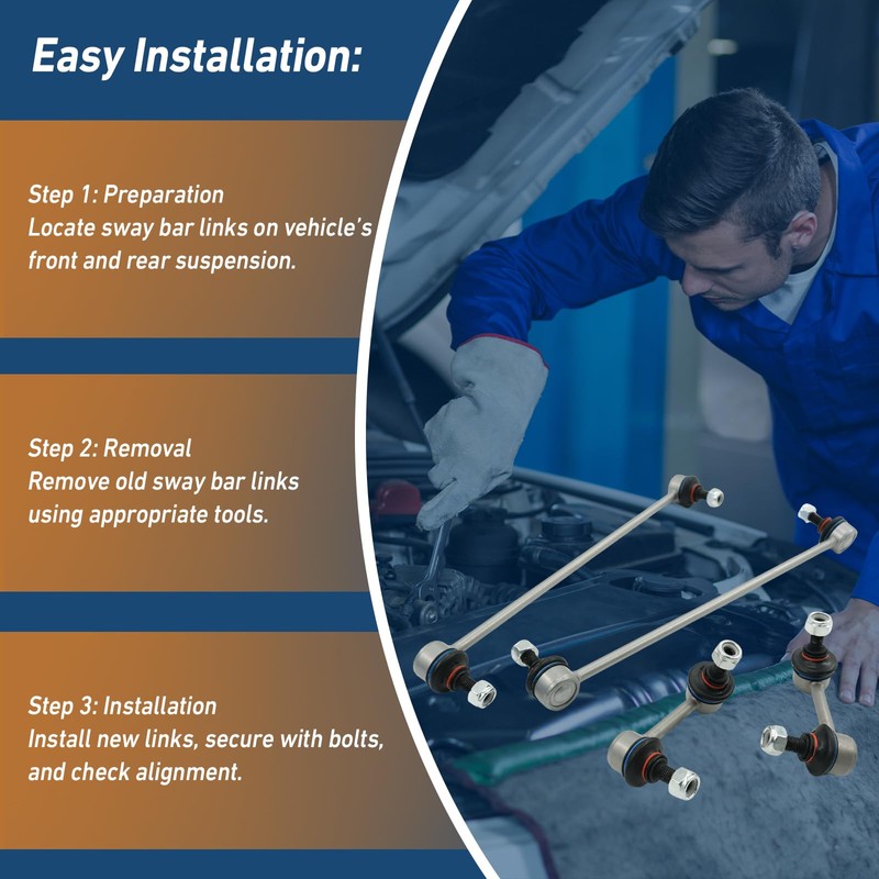 4-Piece Front & Rear Sway Bar Links Kit, Stabilizer Bar