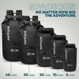 Earth Pak - Bolsa impermeable con bolsillo frontal con cremallera. Mantiene el equipo seco para kayak, playa, rafting, paseos en barco, senderismo, camping y pesca con funda impermeable para teléfono.