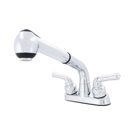 WMF 2 Handle Utility/Laundry/Shop Sink Faucet with Pull Out Sprayer in Chrome, Non-Metallic ABS Plastic, 4" Centerset for Laundry Room, Garage, Mud Room, RV