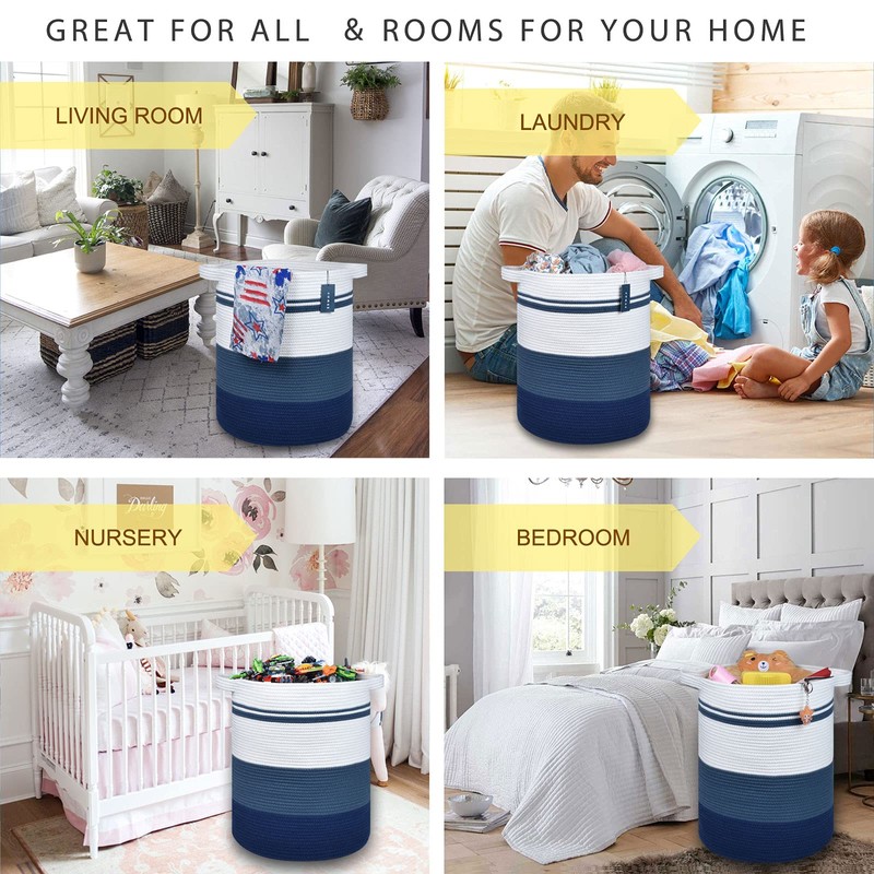 COMSE Extra Large Blanket Basket, Tall Laundry Basket, Nursery Hamper,