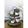 Creative Co-Op Distressed Brown Wood 2-Tier Tray with Metal Handle