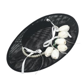 COSDREAMER Womens Victorian Hat Vintage Tea Party Sun Hat Flowers Flat Hat (B)