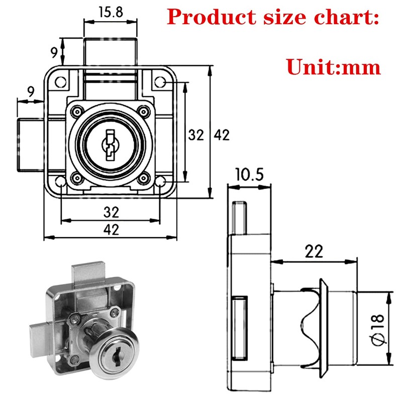 Cabinet Double Door Lock Cabinet Drawer Lock Safety Lock [Keyed