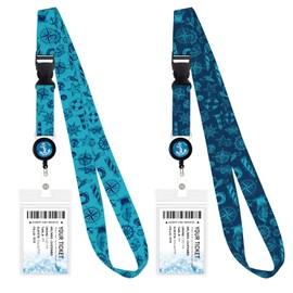 2 Pack Retractable Cruise Lanyard with Waterproof ID Holder Retractable Reel for Cruise Key Cards Ships Essentials & Must Have Travel Accessories（Blue & Green）