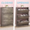 BORNOON Shoe Cabinet with 3 Flip Drawers, Hidden Wood Shoe