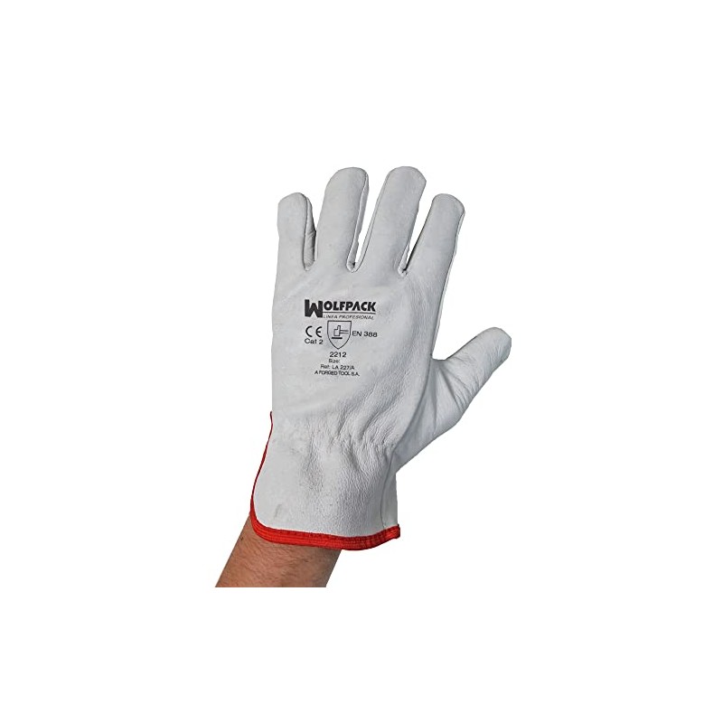 WolfPack Work Gloves Leather Flower 7 Inches with Hanger (Pair)