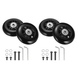 sourcing map Set of 2 Luggage Wheels Replacement 68 x 24 mm/2.7" x 0.9" Rubber Swivel Caster Bearing Wheels Repair Kits for Suitcase Inline Outdoor Skate,Black