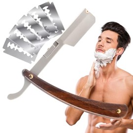 Porta Navajas de Barbero de Acero Inoxidable - Dorado | Navaja Rasuradoras para Hombre - Ideal para Navaja para Afeitar - Accesorios para Cabello | Completa tu Kit Barba para Hombre - Barberia (Madera)