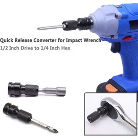 ZOYUBS 2 Pack Socket Adapter, 1/2" Square to 1/4" Hex Socket Adapter Shank Adapter 2 Pieces 6.35mm Hex 12.7mm Square Socket Adapter Socket Adapter Socket Adapter Chuck Adapter Impact Wrench Hex Socket Adapter Hex Shaft Conversion 1/2" Square 1/4" Hex Soc