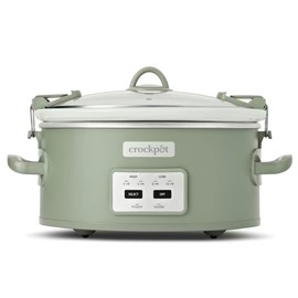 Crock-Pot Locking Lid 6qt Cook and Carry Programmable Slow Cooker Moonshine Green (Green)