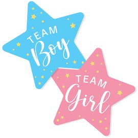 Team Boy and Team Girl Gender Reveal Stickers Labels Waterproof for Party Invitations Voting Games,Star Shaped Blue and Pink Gender Reveal Stickers for Gender Revealing Party(10 in,40 Labels)