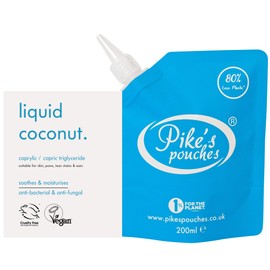 Pike's Pouches Coconut Oil for Dogs & Cats Liquid UK 200ml - Itchy Skin Relief | Moisturiser for Dry Skin and Coat | Nose & Snout Soother | Natural Remedy for Itchy Paws | Suitable for Puppy Fur