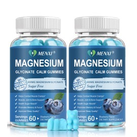 Magnesium Gummies 600mg per Serving-Magnesium Glycinate 400mg and Magnesium Malate 200mg,Sugar Free Magnesium Potassium Supplement for Calm Mood, Muscle, Bone & Energy Support,120 Blueberry Gummies