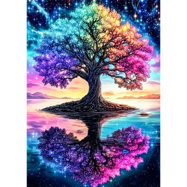 Lxmsja Tree of Life Diamond Painting Kits for Adults, DIY 5D Full Drill Starry Sky Diamond Art Kits for Beginners, Peinture Diamant Arts and Crafts for Adults, Home Wall Decor 12x16 inch