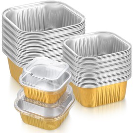 Muffin Mould with Lid, 30 Pieces Aluminium Foil Baking Cups with Lids Baking Moulds Cupcake Moulds Aluminium Foil for Cakes, Cupcakes, Muffins, Cheesecakes, Dessert