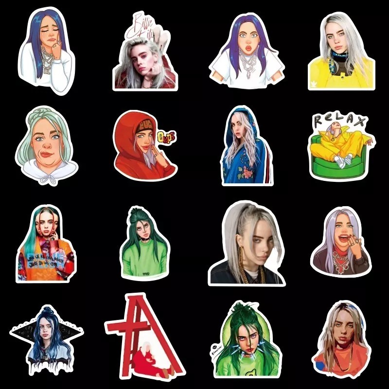 Billie Eilish 50 Calcomanias Stickers Cantante Contra Agua