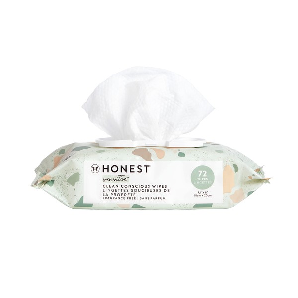 The Honest Company Clean Conscious Wipes | 99% Water, Compostable, Plant-Based, Baby Wipes | Hypoallergenic, EWG Verified | Geo Mood, 72 Count