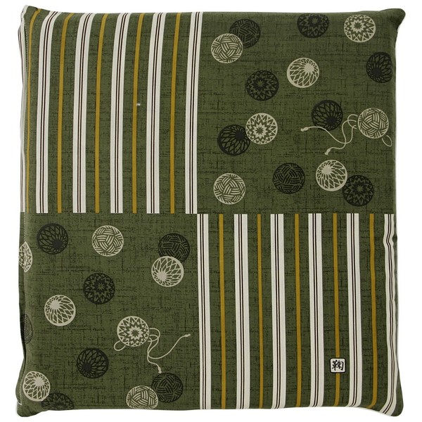 Merry Night Z102-53 Zabuton Cover, "Temari", Green, Meisenban, Approx. 21.7