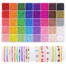 Funtopia Funtopia 39 Colors 3mm Seed Beads, 9600pcs Small Beads for Jewelry Making, Tiny Craft Beads for Bracelet Making