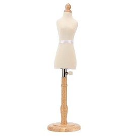 Female Tailor's Dummy, 17.9-23.2 Inch Height Adjustable Female Dress Model Torso Mannequin Body with Round Wooden Base for Clothing Presentation, Sewing