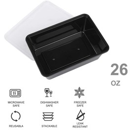 IUMÉ 50-Pack Meal Prep Containers, 26 OZ Microwavable Reusable Food Containers with Lids for Food Prepping, Disposable Lunch Boxes, Plastic Food Boxes- Stackable, Freezer Dishwasher Healthy