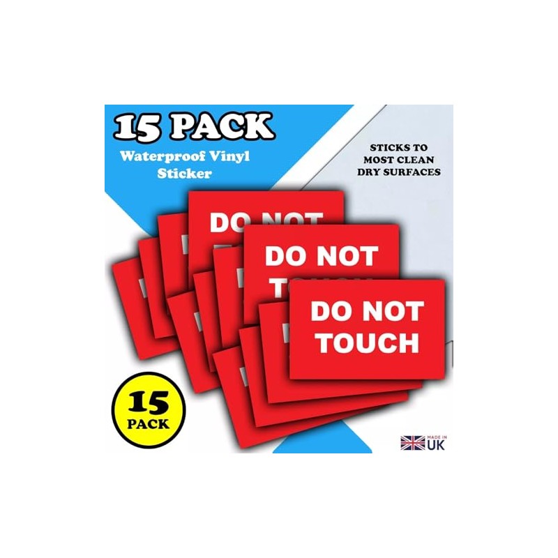 15-Pack - Do Not Touch Safety Vinyl Sign Stickers -