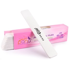 10pcs - PANA Jumbo Double-Sided Emery Nail File for Manicure, Pedicure, Natural, and Acrylic Nails - White (Grit 60/60)