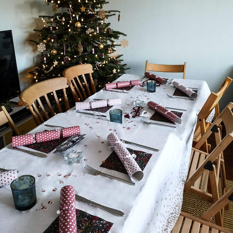 MOKANI Disposable Plastic Tablecloths, 4 Pack Party Rectangle Tablecloths, Rose