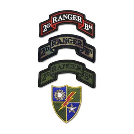Bayonet Design - Modern US 2nd Ranger Battalion Scroll Grouping - 3 Scrolls and a 75th Infantry DUI All Hook and Loop Backed - SUA Sponte - Merrowed Edge