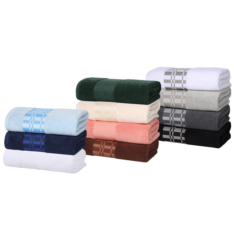 Superior 6-Piece Cotton Towel Set, Geometric Design, Dobby Border, Plush