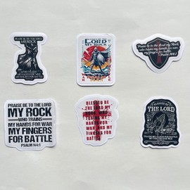 Pack 6 Psalms 144 1 Blessed Be The Lord My Rock Who Trains My Hands for War Sticker 3 Inches Bible Verse, Christian, Waterproof Vinyl Sticker