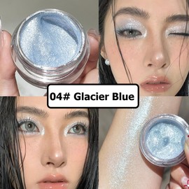 KARLOR Flüssig Augen Highlighter Glitzer,cremig blau Glitzer Lidschatten Schimmer Gesicht Highlighter Makeup Schimmer Glitzer strahlender Gel-Lidschatten cremige Glitter liquid Highlighter Gel（04#）