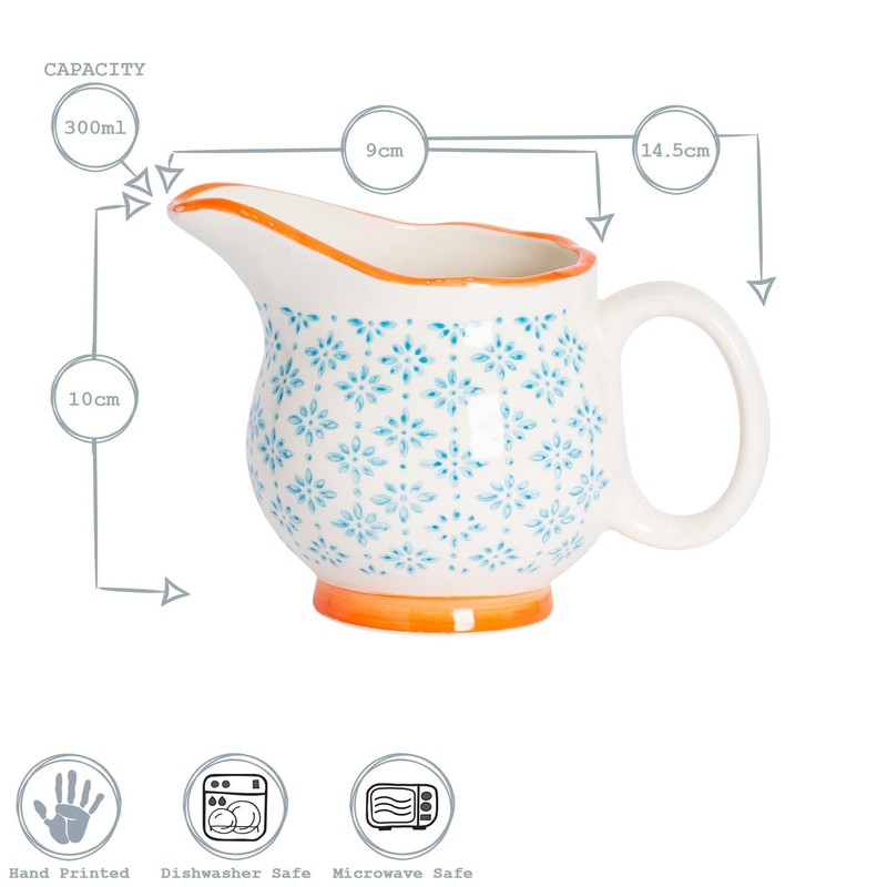 Nicola Spring Hand-Printed Milk Jugs - 300ml - Navy -