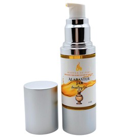 Alabaster Jar Anointing Oil 1oz. Beautiful Aroma. Comes in a top of the line spill proof, shatter proof, airless pump bottle for long lasting freshness and preservation.