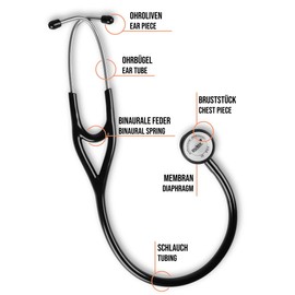 Pulox Cardiology Stethoscope - Professional Single Tube Stethoscope with Double Head Stainless Steel