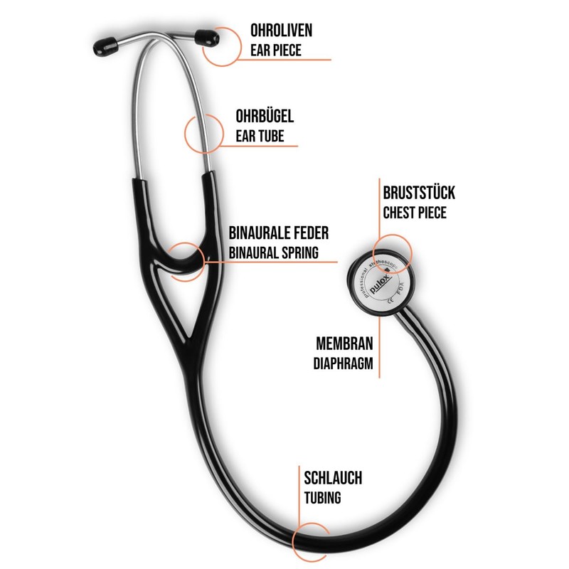 Pulox Cardiology Stethoscope - Professional Single Tube Stethoscope with Double