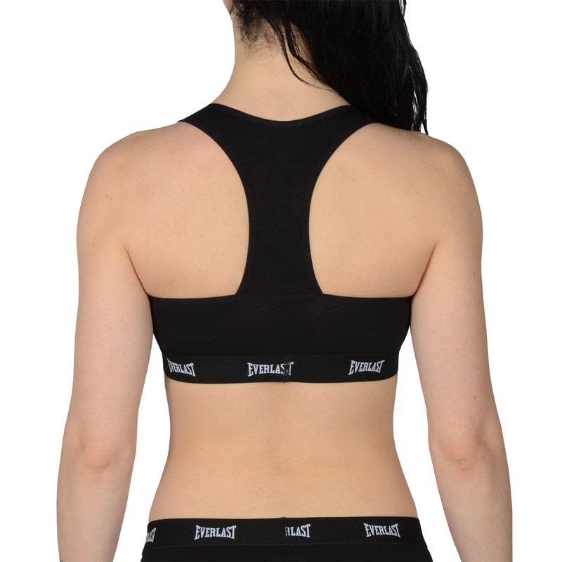 Everlast Womens Casual Sports Bra, COM D: Black, Black, Large