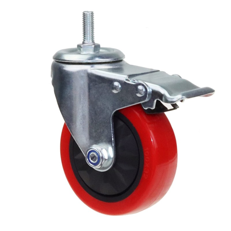 Heavy Duty Stem Caster Wheels M10-1.5X25mm Dual Locking No Noise
