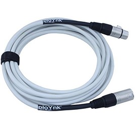 MADE IN USA ploYnk Premium Male to Female 3 pin XLR Mic Cable Microphone Audio Cord - 25 FT long: White