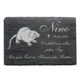 Rat Pet Slate Animal Gravestone Memorial Plaque Gravestone Weatherproof with Engraving Name & Date 22 x 16 cm