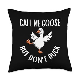 Call Me Goose Funny Cartoon Goose Trendy Humor Throw Pillow