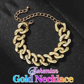 Reaky Chunky Necklace, Gold Choker Necklaces, Punk Necklace for Women and Girls, Unit size, Metal, /