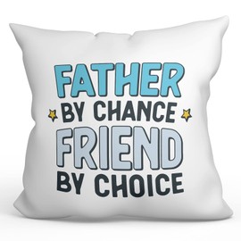 MUGFFINS FATHER/DAD Cushion Padding included - in English - By Chance Friend By Choice - Funny gift - Pillow: cover and filling 15.7x15.7 inches
