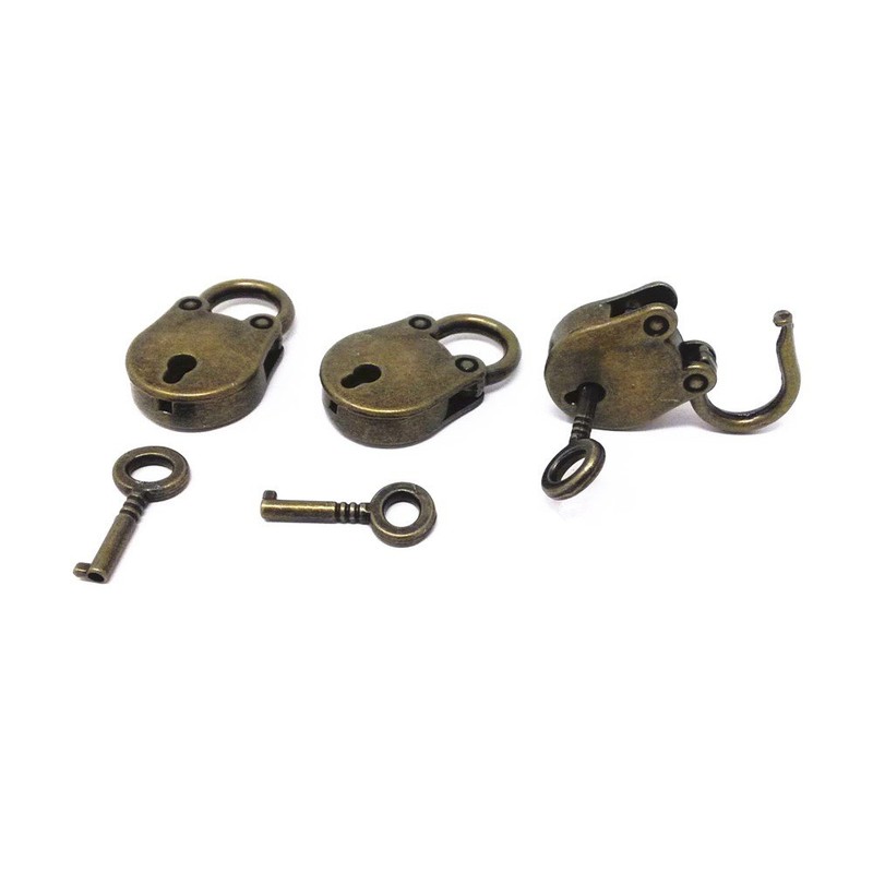 Honbay 3pcs Vintage Antique Style Mini Archaize Padlocks Key Lock