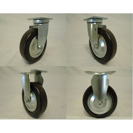 5" X 1-1/4" Swivel Casters Hard Rubber Wheel (2) and Rigid (2) 350 Lbs Each Tool Box