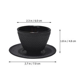 Cast Iron Tea Cup,Black Asian Tea Cups Japanese Iron Cup - Single Cup Plus Coaster for Tea Office or Given as a Present（Black)