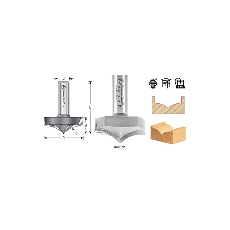 Amana Tool - 49570 Carbide Tipped Plunge Ovolo with Center