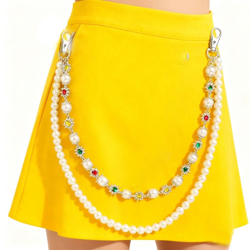 Layered Pants Chain Hip Hop Gothic Wallet Chain Metal Pearl